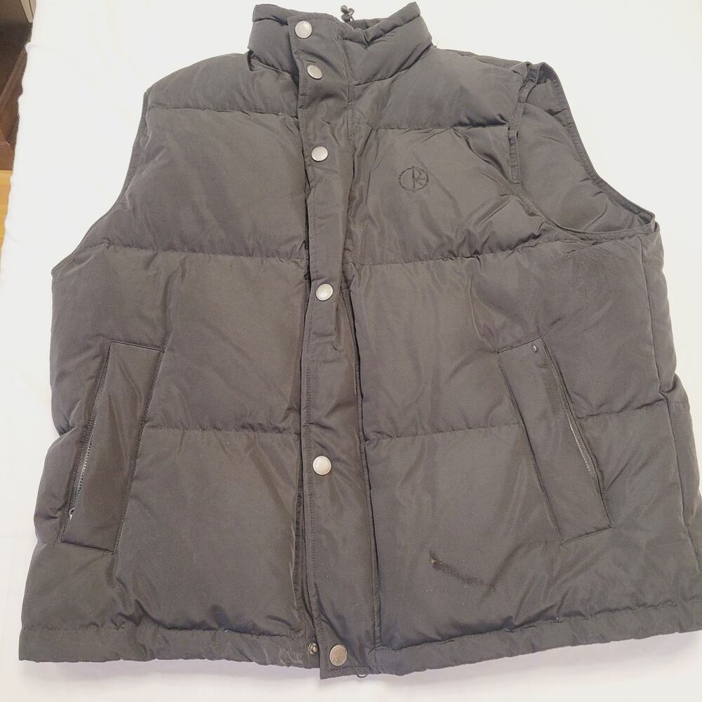 Polar Skate Company Puffer Vest Mens Large Black 90% Down Full Zip Mock Neck